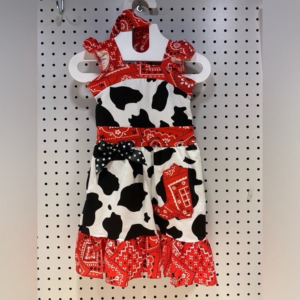 Red and Black Cow Print Dress